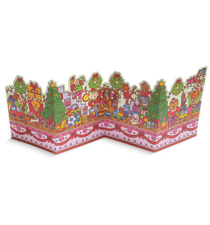 Elves Workshop Fold Out Concertina Christmas Card by Iris Otto