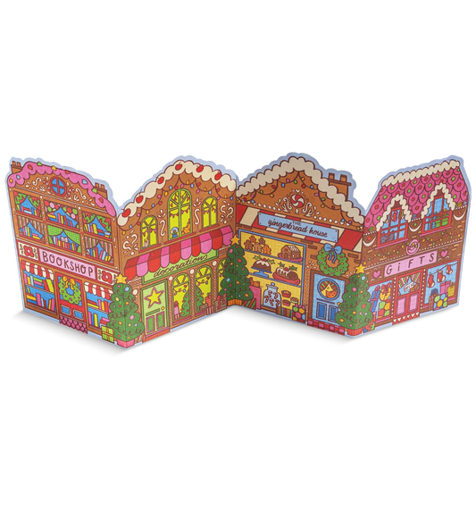 Gingerbread Street Fold Out Concertina Christmas Card by Iris Otto