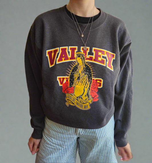 Upcycled Vintage Virgin Mary Dark Grey Jumper by Snacks