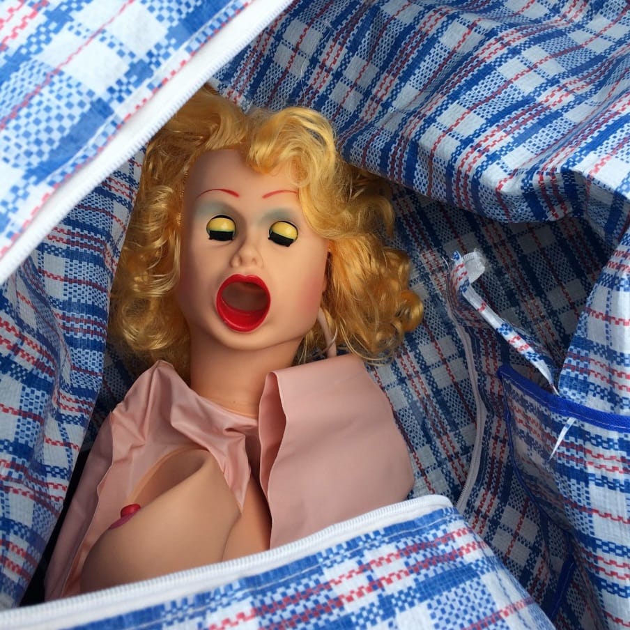 Doll in a bag - Square Magnet by Lost & Foundry