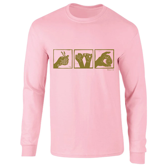 Screen Printed Cotton Pink Long Sleeve T-Shirt by Bouclé