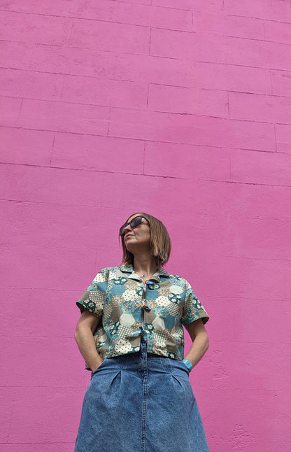 Vintage Patchwork Print Fabric Shirt By Patchwork Park
