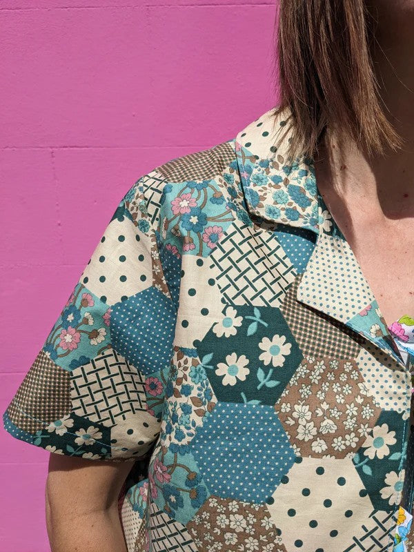 Vintage Patchwork Print Fabric Shirt By Patchwork Park