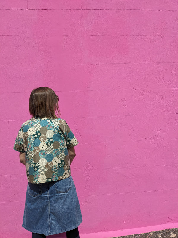 Vintage Patchwork Print Fabric Shirt By Patchwork Park