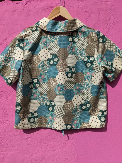 Vintage Patchwork Print Fabric Shirt By Patchwork Park