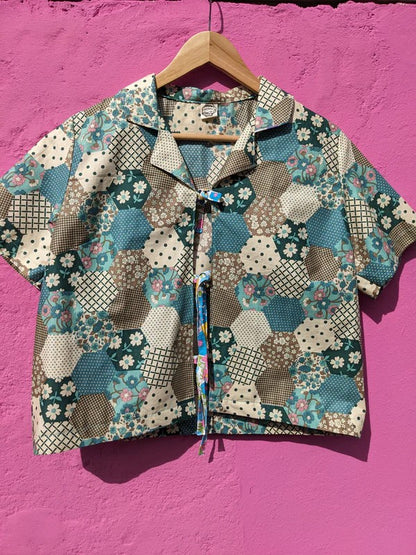 Vintage Patchwork Print Fabric Shirt By Patchwork Park