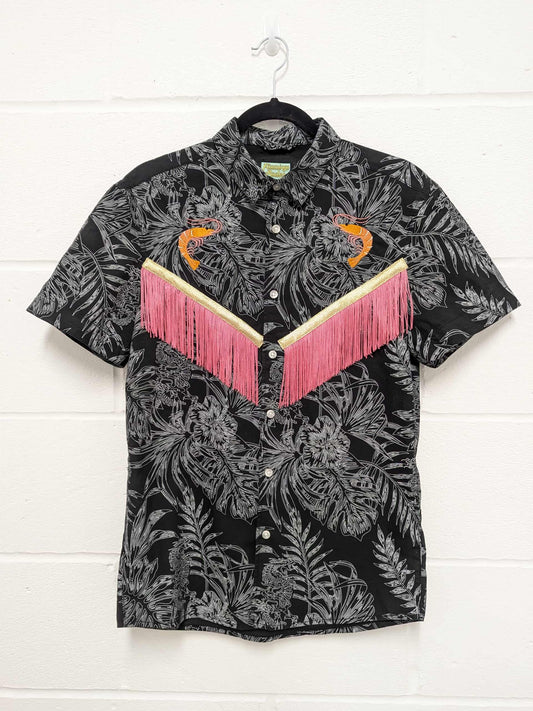 fringe shirt with embroidery prawn - medium by Flamingo Rodeo
