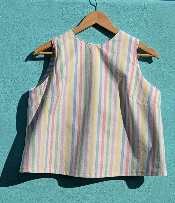 Handmade Vintage Candy Stripe Sleeveless Top By Patchwork Park