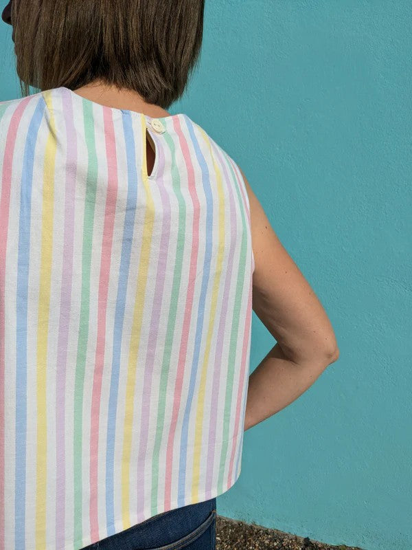 Handmade Vintage Candy Stripe Sleeveless Top By Patchwork Park