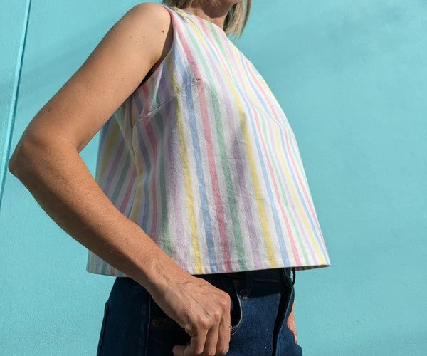 Handmade Vintage Candy Stripe Sleeveless Top By Patchwork Park