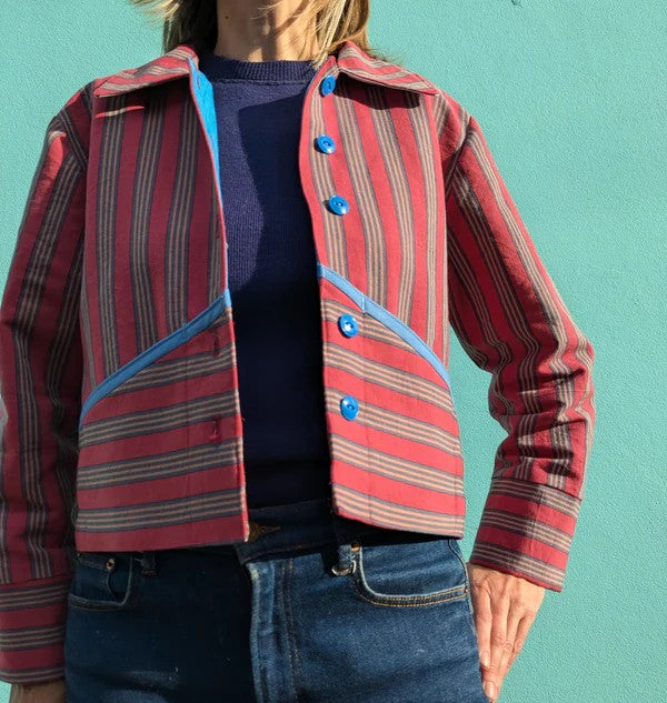 Handmade Vintage Rhubarb Stripe Jacket By Patchwork Park