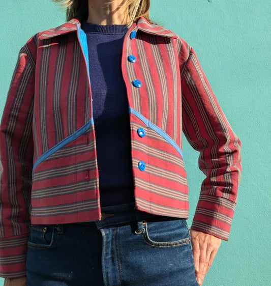Handmade Vintage Rhubarb Stripe Jacket By Patchwork Park