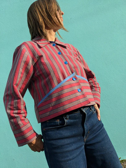 Handmade Vintage Rhubarb Stripe Jacket By Patchwork Park