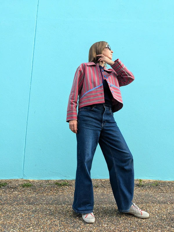 Handmade Vintage Rhubarb Stripe Jacket By Patchwork Park