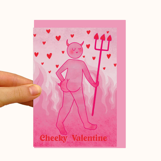 Cheeky Devil Valentine - Pearlescent Valentines Day Card by MopBox