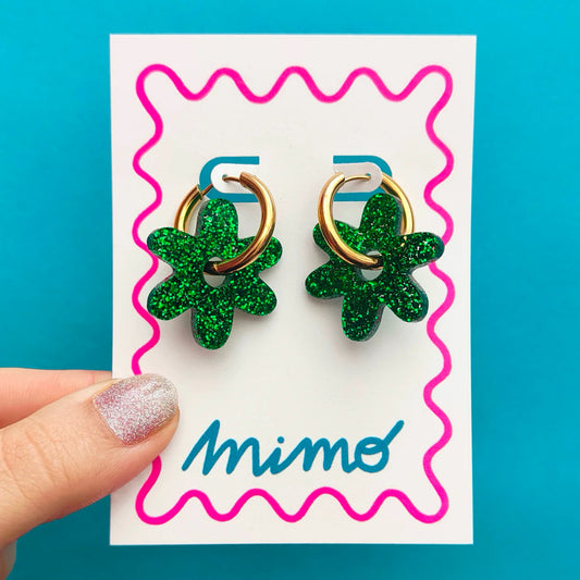 Flower Hoops - Jungle Party - Everyday Glitter Earrings by Mopbox