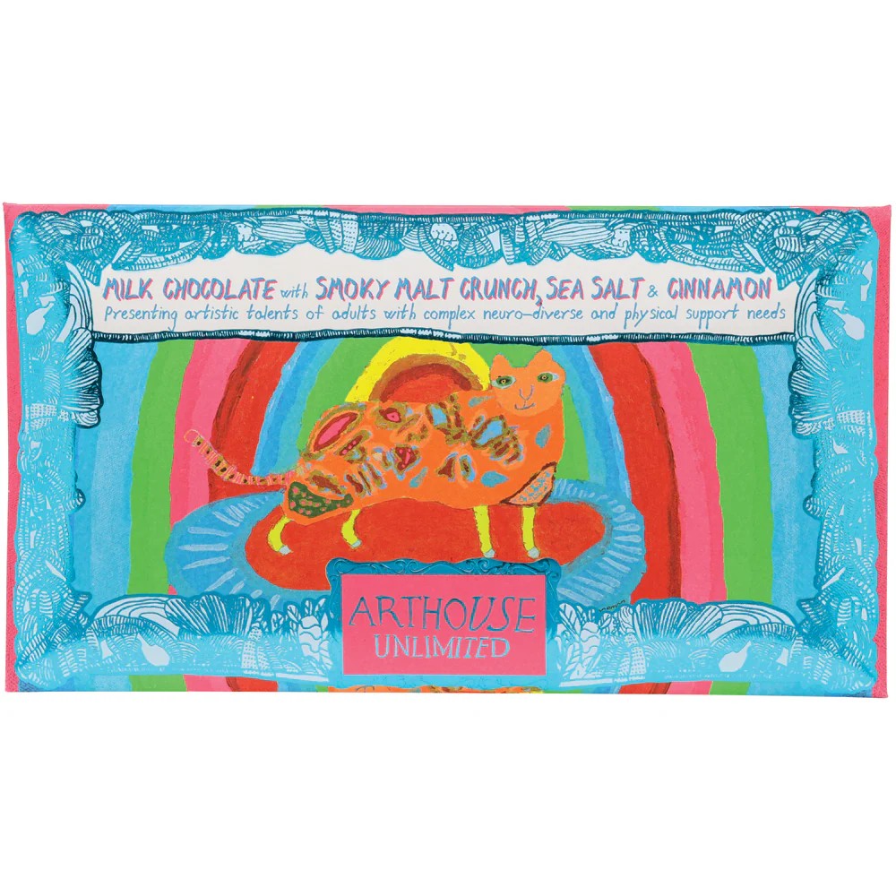Rainbow Cat, Milk Chocolate Bar with Smoky Malt Crunch, Sea Salt & Cinnamon by ARTHOUSE