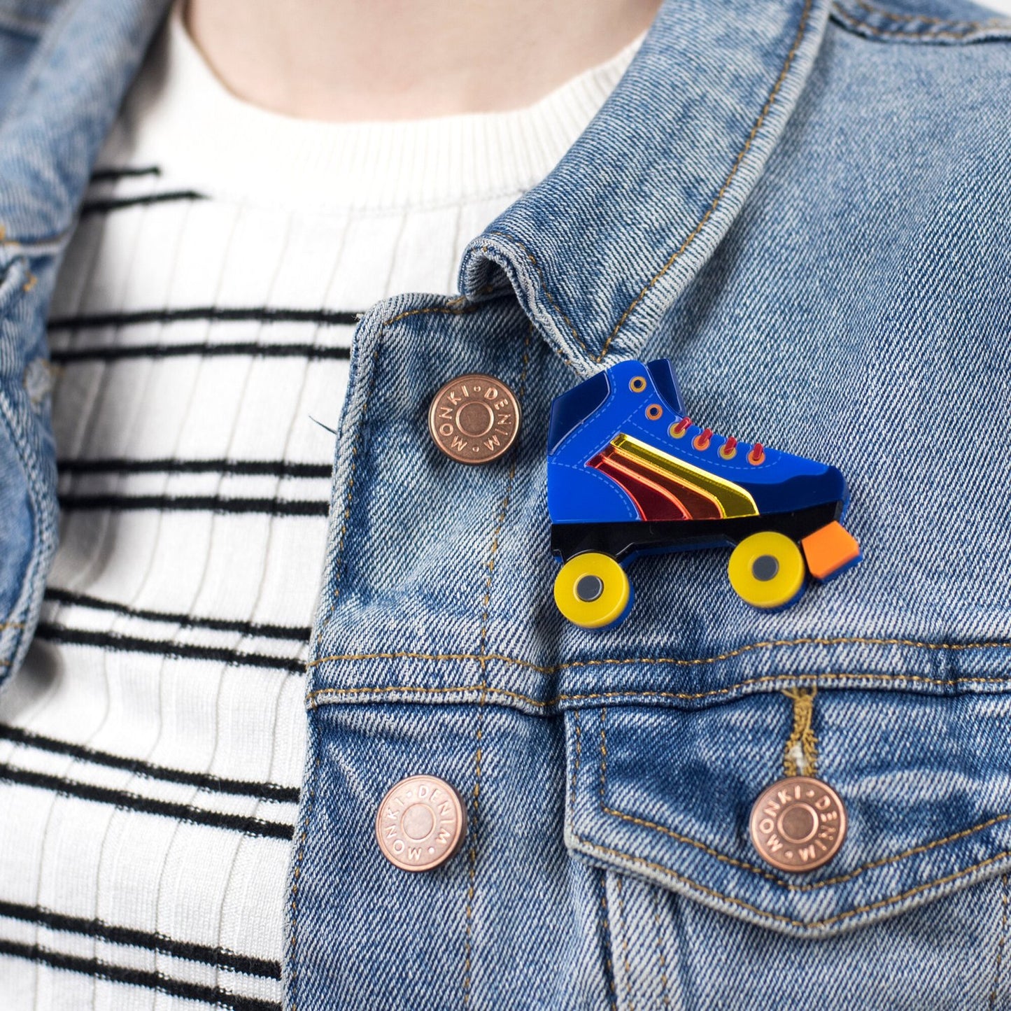 Rainbow Roller Skate Brooch by Laura Danby