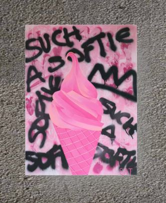 'Such A Softie' Pink Ice Cream Print By Steph Tripolitaki