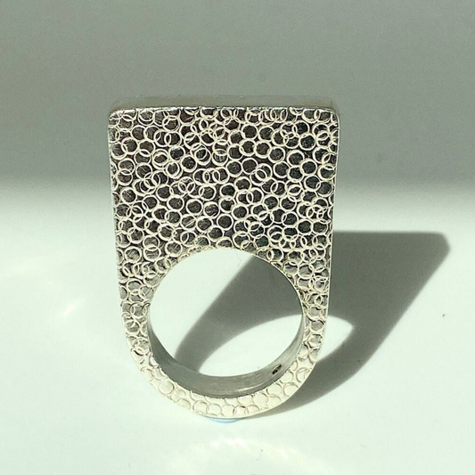 Sterling Silver Square Hollow ring (Bubles) by TheaWates