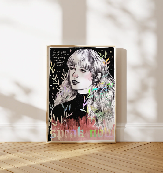 Speak Now - Dear John - Taylor Swift - Holographic A4 Art Print by Spilt Milk Press