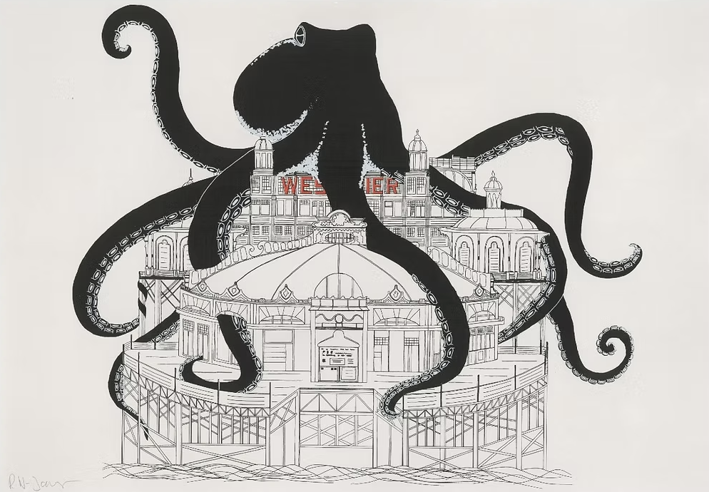 West Pier, 1990s Art Print by Ruth Wragg-Jones