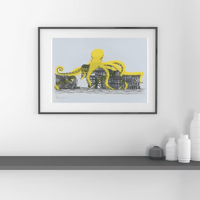 West Pier Art Print by Ruth Wragg-Jones