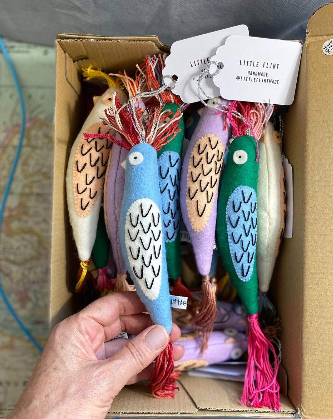 Wool bird hanging decoration by Little Flint