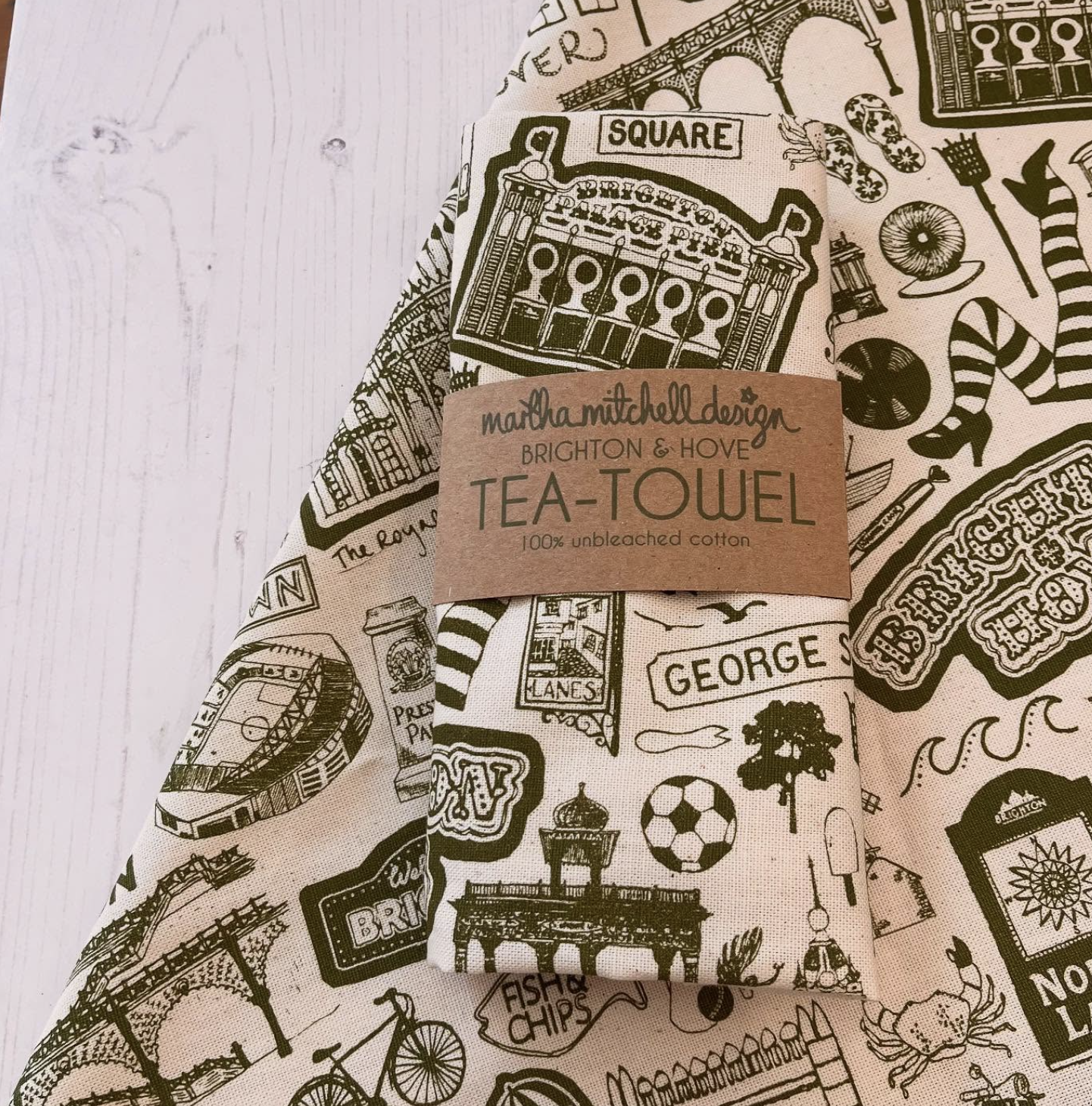 Brighton and Hove Themed Tea-Towel by Martha Mitchell