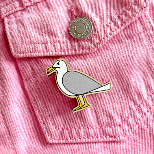 Grumpy Seagull Wooden Pin by Hello Dodo