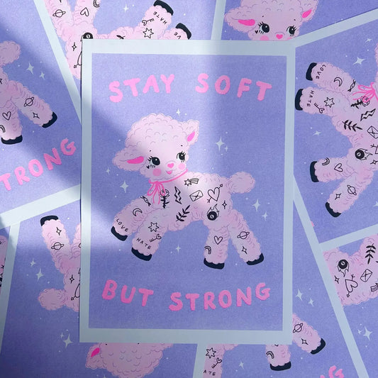 Soft But Strong A4 Risograph Print by Amy Hastings