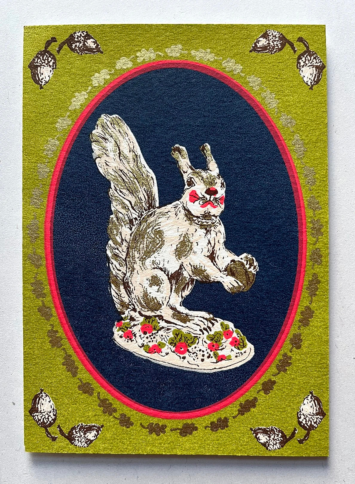 'Staffordshire Squirrel' Screenprinted Card By Sarah Targett