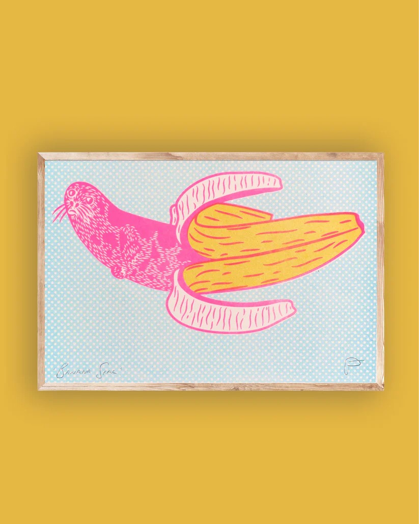 Banana Seal Riso Print by Strangford