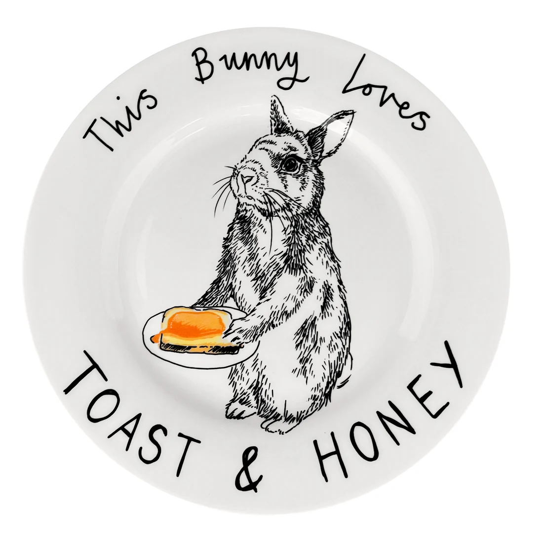 'This Bunny Loves Toast and Honey' Side Plate by Jimbobart