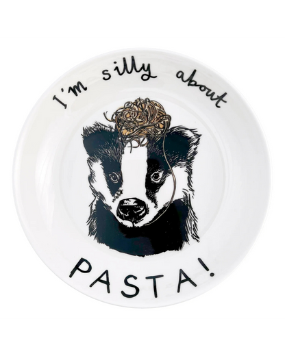 I'm silly about Pasta!' Badger Pasta Bowl by Jimbobart
