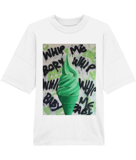 'Whip Me' Green Ice Cream White T-Shirt By Steph Tripolitaki