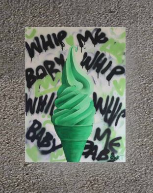 'Whip Me' Green Ice Cream Print By Steph Tripolitaki