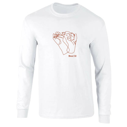 Interlinked Hands Screen Printed White Long Sleeved by Bouclé