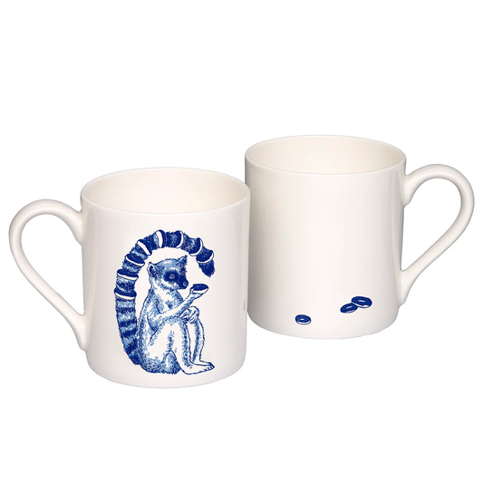 Lemur Willow pattern mug by Jimbobart