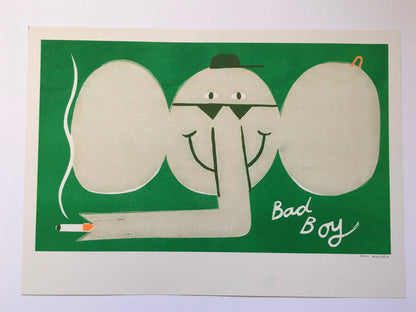 Bad Boy Smoking Elephant Riso Print By Maxy Machen