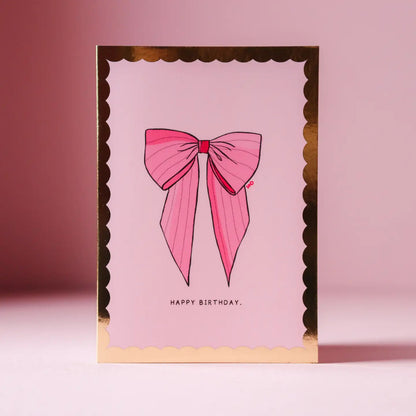 Pink Bow Birthday Foiled Card by Freya Niamh Design