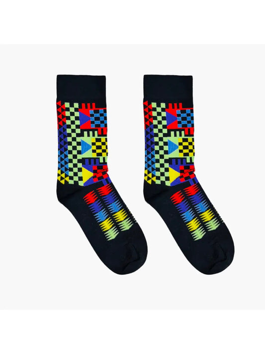 Geom Black Socks by Afropop