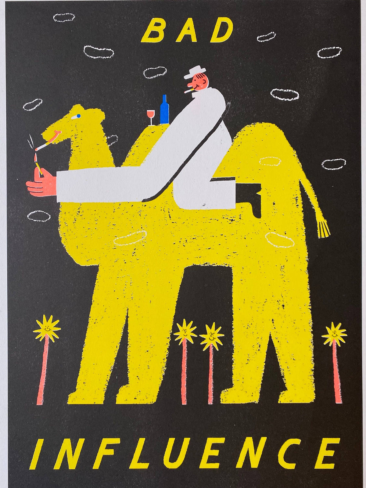 Bad influence risograph print By Maxy Machen