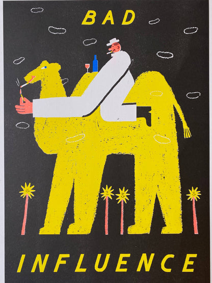 Bad influence risograph print By Maxy Machen