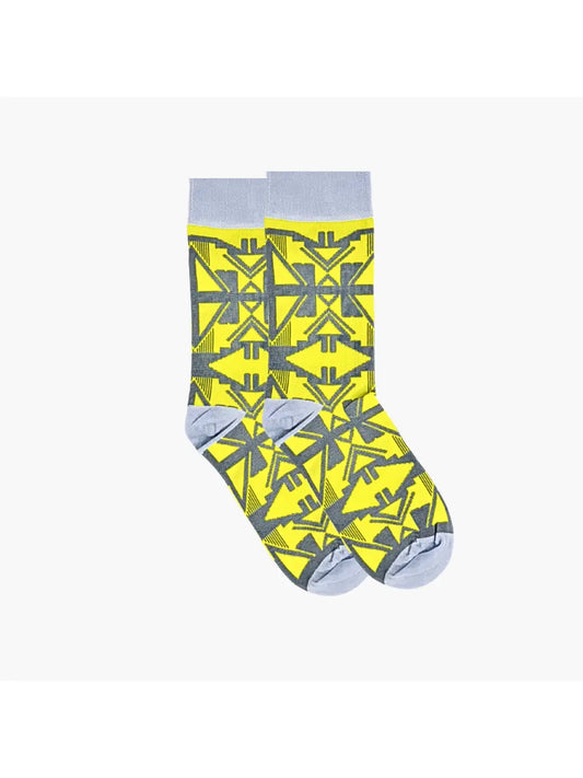 Shaka Yellow & Grey Socks by Afropop