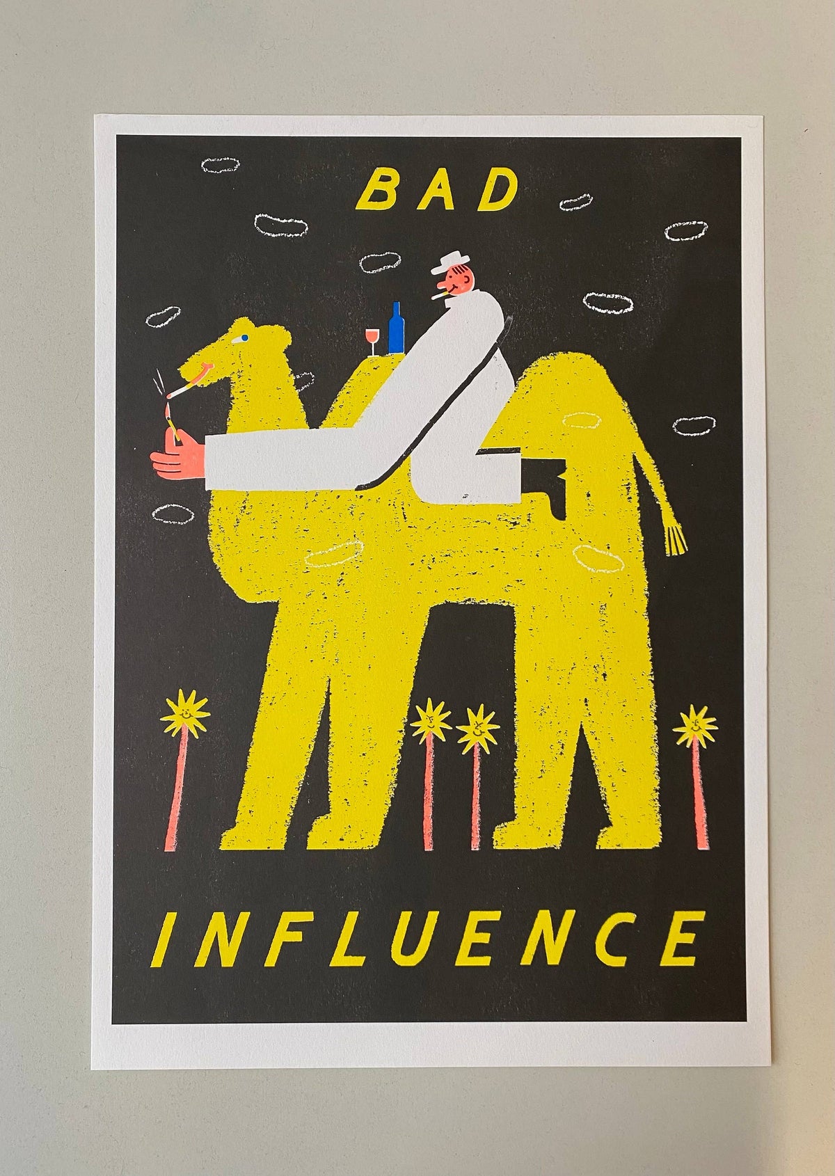 Bad influence risograph print By Maxy Machen