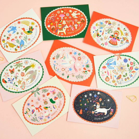 Festive Notecard Set | Illustrated Christmas Notecards