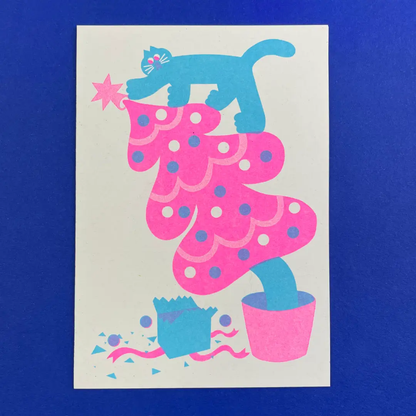 Christmas Tree Cat Card By YUK FUN