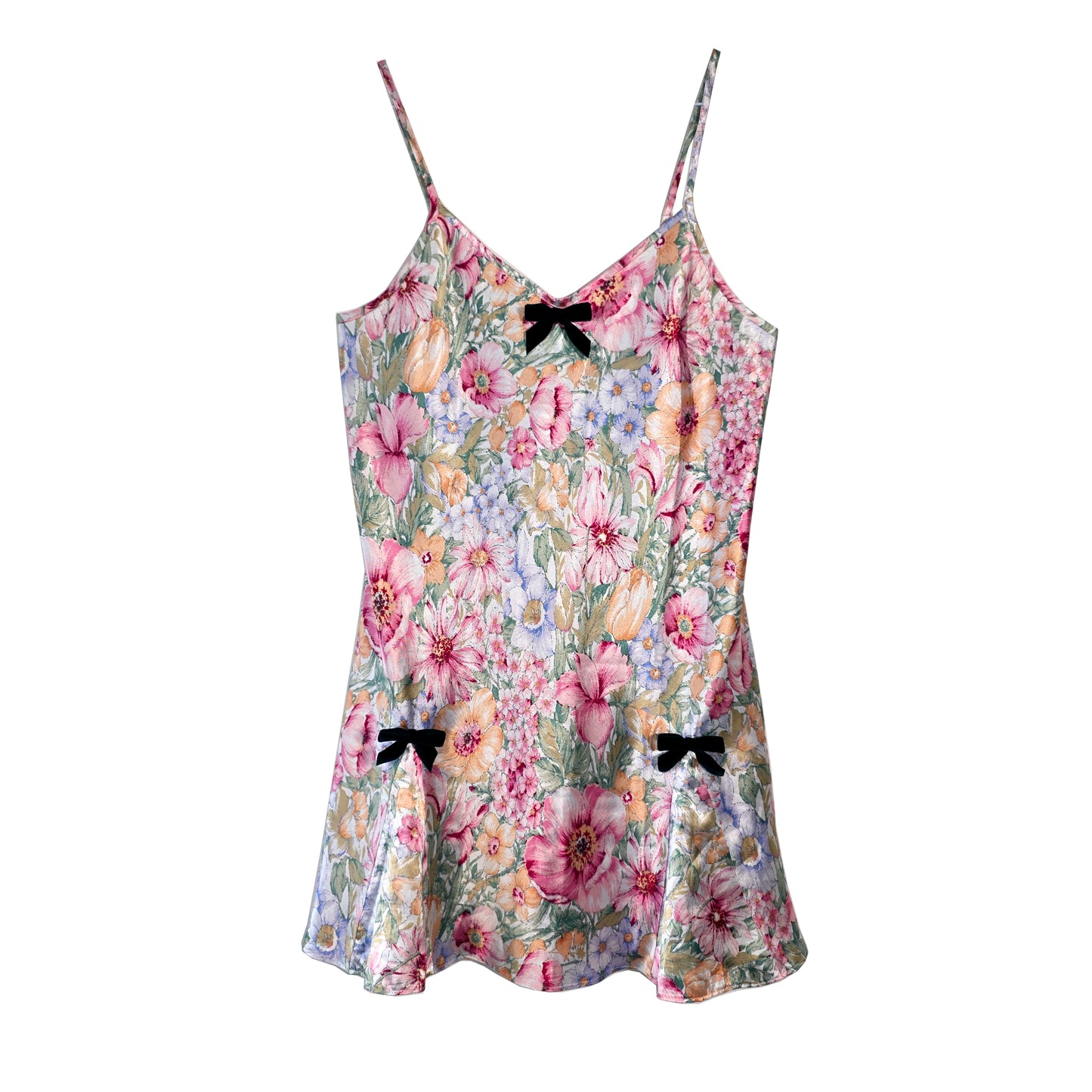 Flora Slip Dress with Mini Black Velvet Bows by Odd Janko