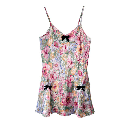 Flora Slip Dress with Mini Black Velvet Bows by Odd Janko